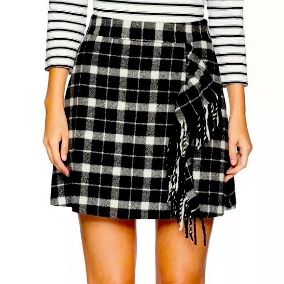 kate spade Dresses & Skirts - Kate Spade New York Rustic Plaid Fringe Skirt